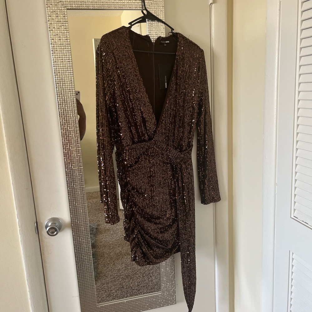 Sequin Chocolate Brown Dress
